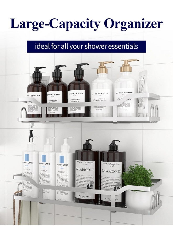 Kitsure Kitsure Extra Large Shower Caddy - Adhesive Shower Organizer, Stainless Steel Shelf, No Drill Bathroom Storage, Home Decor Accessories, 2 Pack, Silver  - Image 4