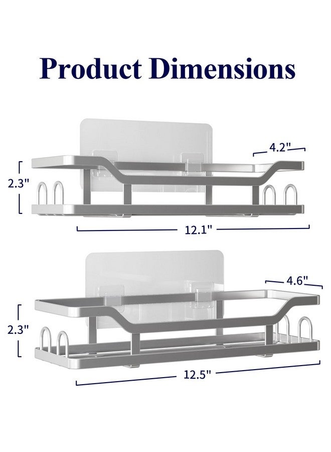Kitsure Kitsure Extra Large Shower Caddy - Adhesive Shower Organizer, Stainless Steel Shelf, No Drill Bathroom Storage, Home Decor Accessories, 2 Pack, Silver  - Image 2
