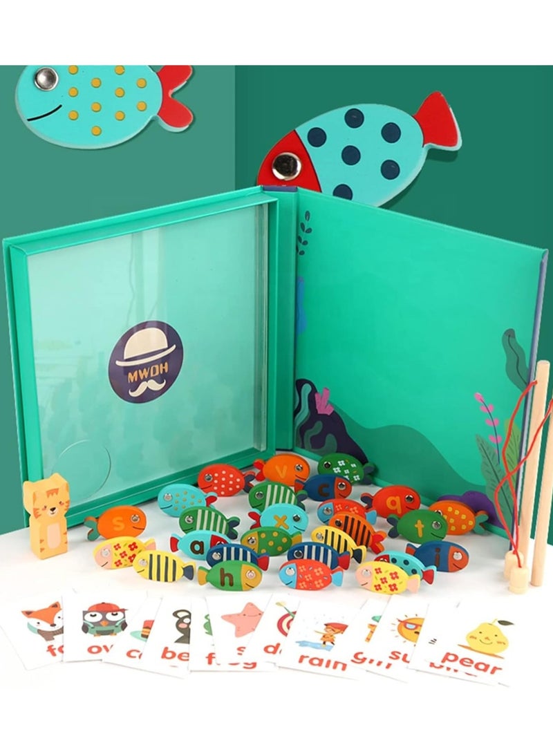 Magnetic Fishing Game for Toddlers, ABC Learning Letter Games for Kids with Wood Toy Fishing Poles & Fish,Magnetic Fishing Toy Montessori Toys Gift Kids 3-5 Boys Girls - Image 3