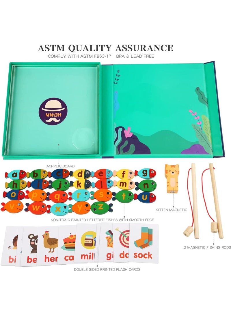 Magnetic Fishing Game for Toddlers, ABC Learning Letter Games for Kids with Wood Toy Fishing Poles & Fish,Magnetic Fishing Toy Montessori Toys Gift Kids 3-5 Boys Girls - Image 4