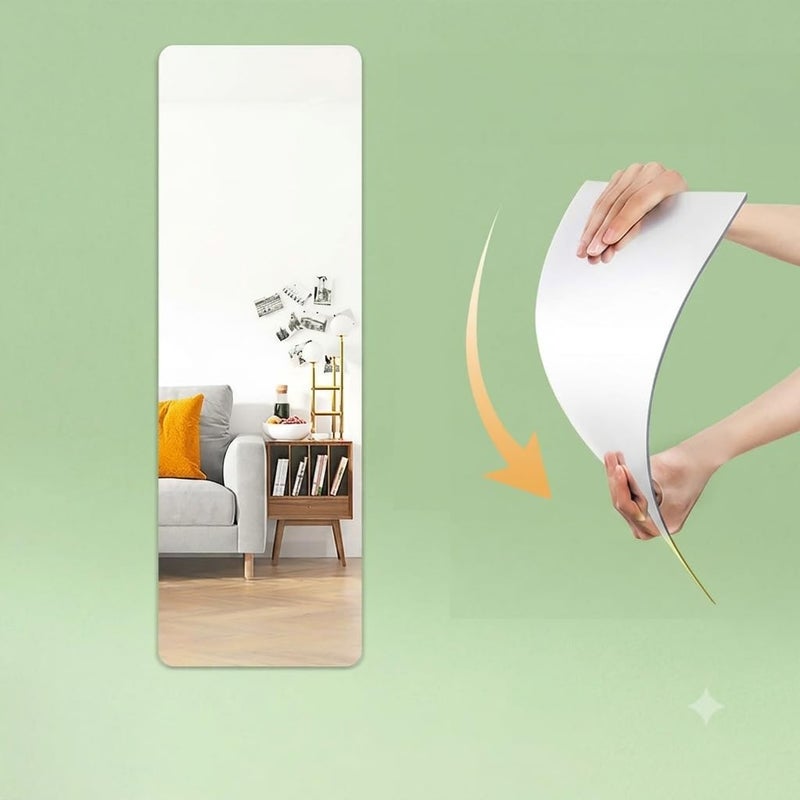 Full Length Frameless Glass Mirror, Wall Mounted, 40x150 cm, Rectangular,foldable - Image 2