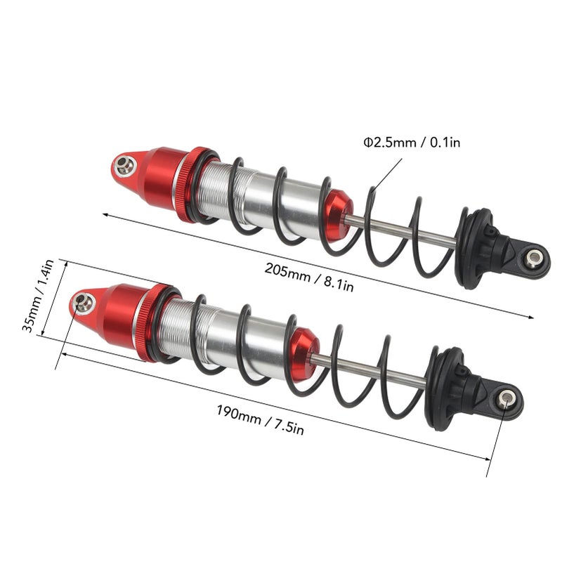 Red 190mm RC Car Shock Absorbers With High Elastic Springs For Quick Height Adjustment - Image 3