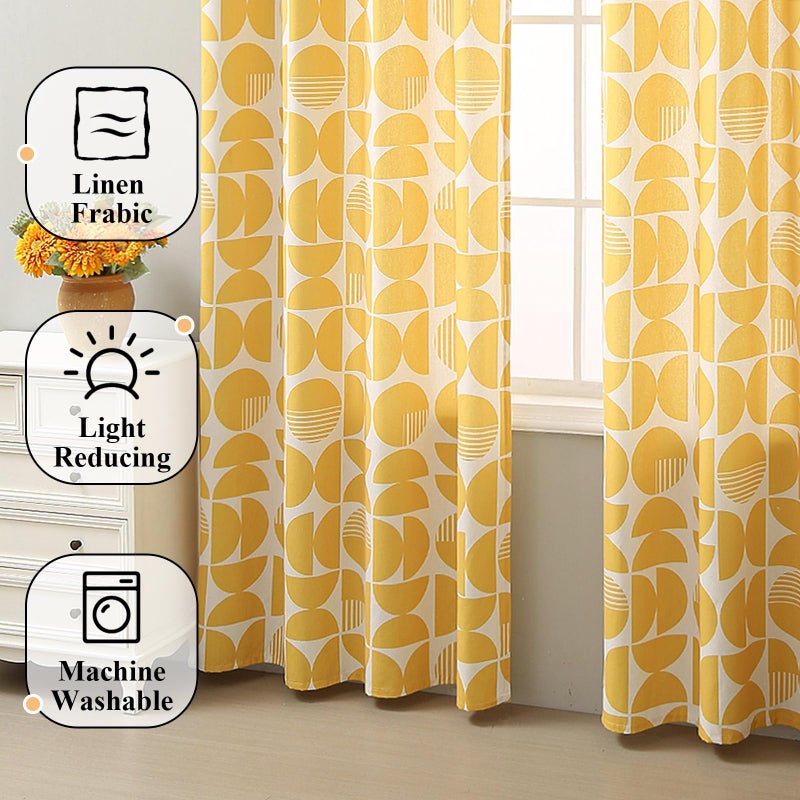 ColorBird Yellow Spring Mid Century Modern Patterned Curtains for Living Room 84 Inches Long 2 Panels Set MCM Drapes for Bedroom, Geometric Light Filtering Window Treatment for Dining Room - Image 4