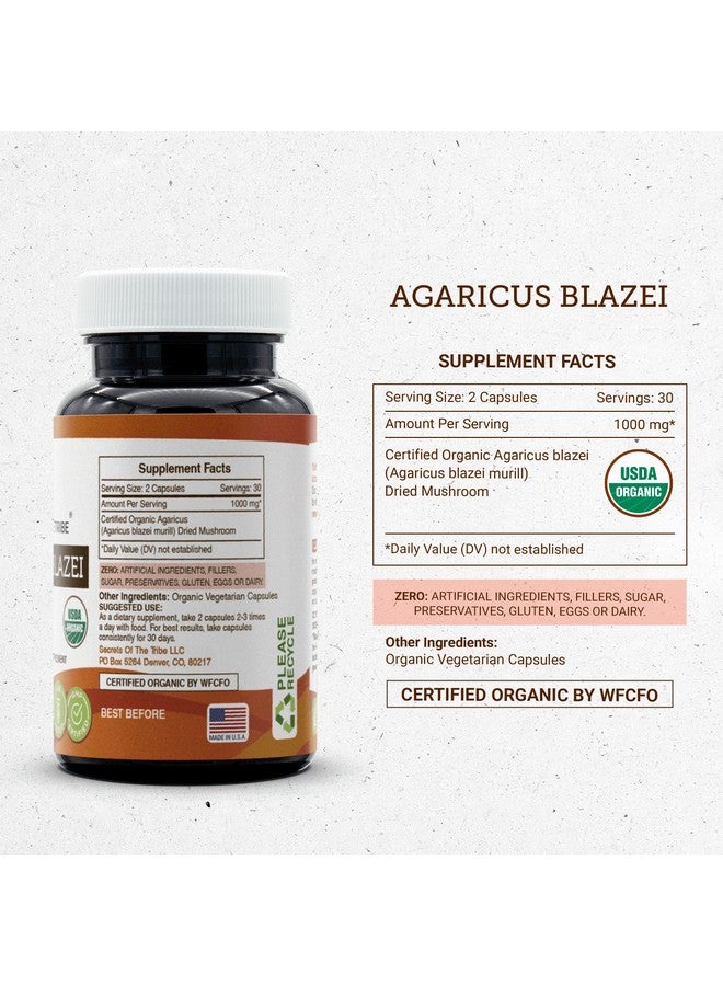 Secrets of the Tribe Agaricus Blazei USDA Organic 60 Capsules | Made with Organic Vegetarian Capsules and Organic Agaricus Blazei (Agaricus blazei murill) Dried Mushroom (60 Capsules) - Image 4