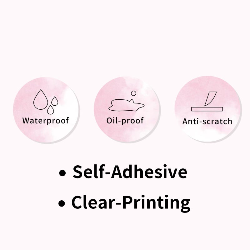 Starboling Thermal Label,2 Inch Pink Watercolor Round Thermal Printer Stickers,Self-Adhesive Round Direct Thermal Labels,Thermal Stickers for DIY Logo Design,Name Tag,500 Labels/1 Roll - Image 3