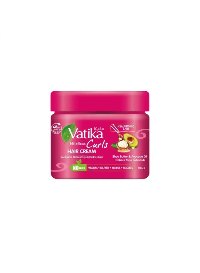Vatika Naturals Extreme Moisture Curls Hair Cream with Shea Butter, Avocado Oil & Hyaluronic Acid â€“ 300ml