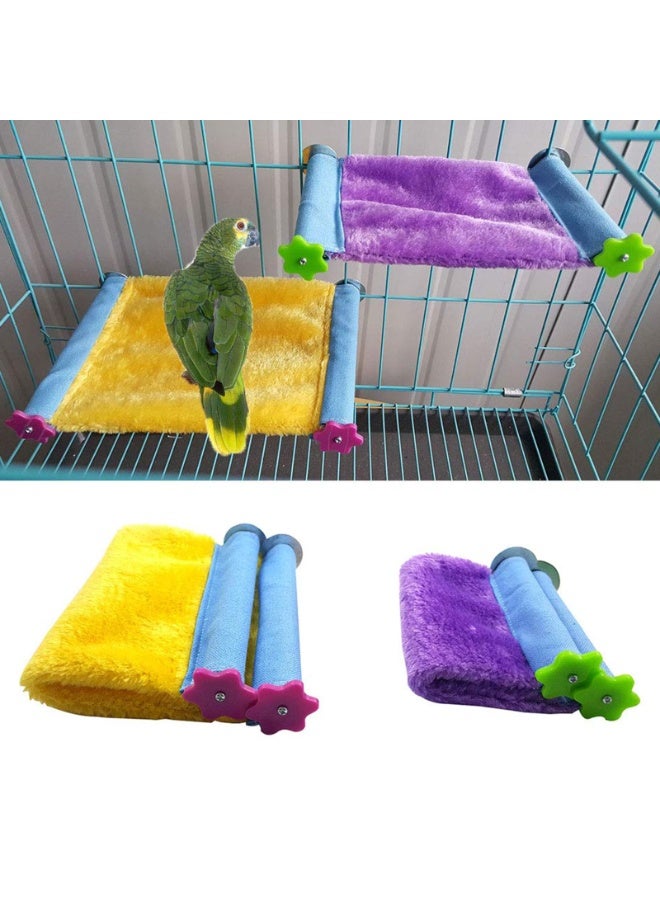 Set of 2 Soft Plush Bird Hammock Perch Bed 13x22.5cm for Parrots, Parakeets, Cockatiels & Small Pets, Winter Warm Hut Toy - Image 1