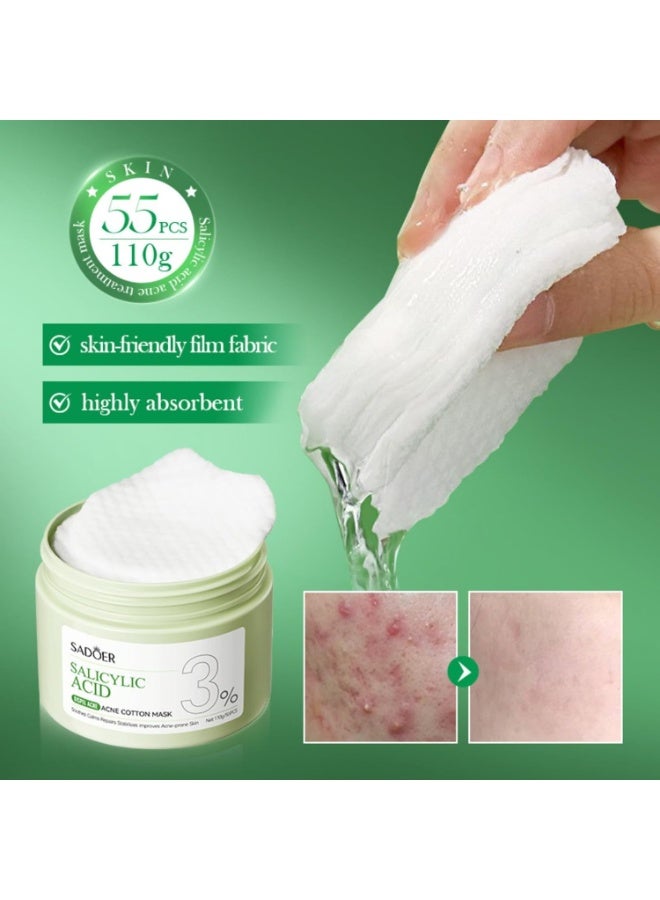 SADOER 110g Salicylic Acid Acne Cotton Mask Dispel Acne Treatment Moisturizing Repair Smooth Ski Sheet Mask Oil Control and Blackhead Removal Acne prone Treatment Face Mask  - Image 4