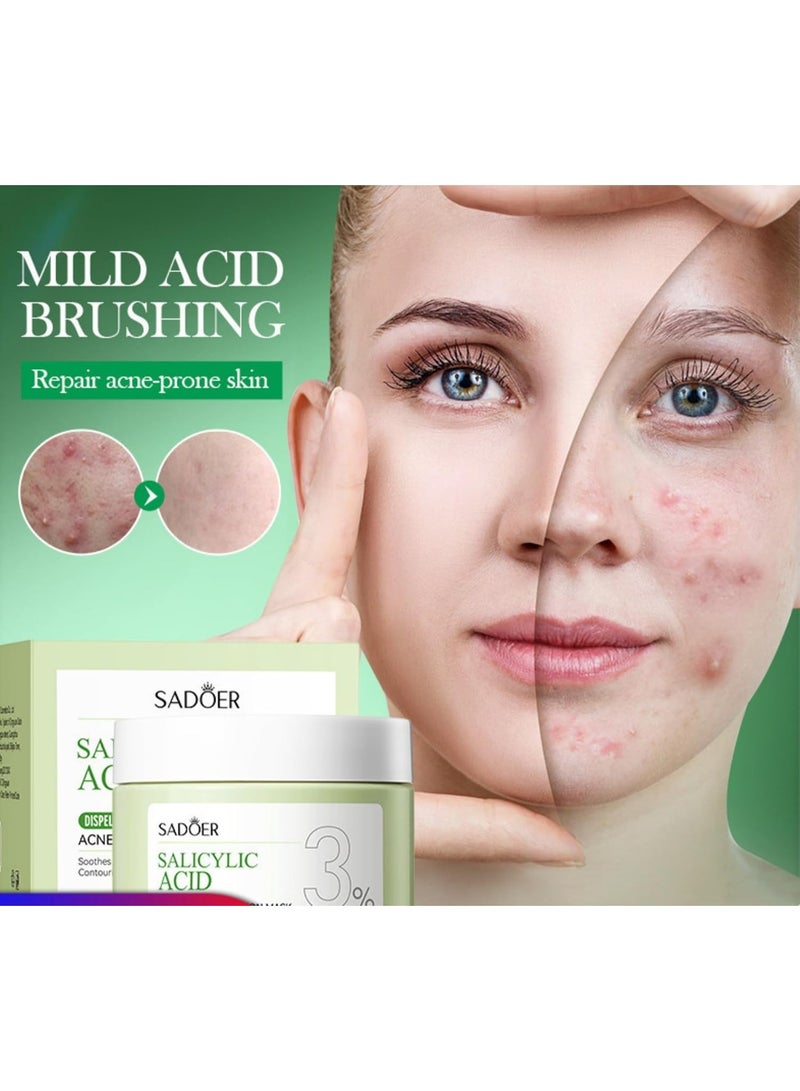 SADOER 110g Salicylic Acid Acne Cotton Mask Dispel Acne Treatment Moisturizing Repair Smooth Ski Sheet Mask Oil Control and Blackhead Removal Acne prone Treatment Face Mask  - Image 2