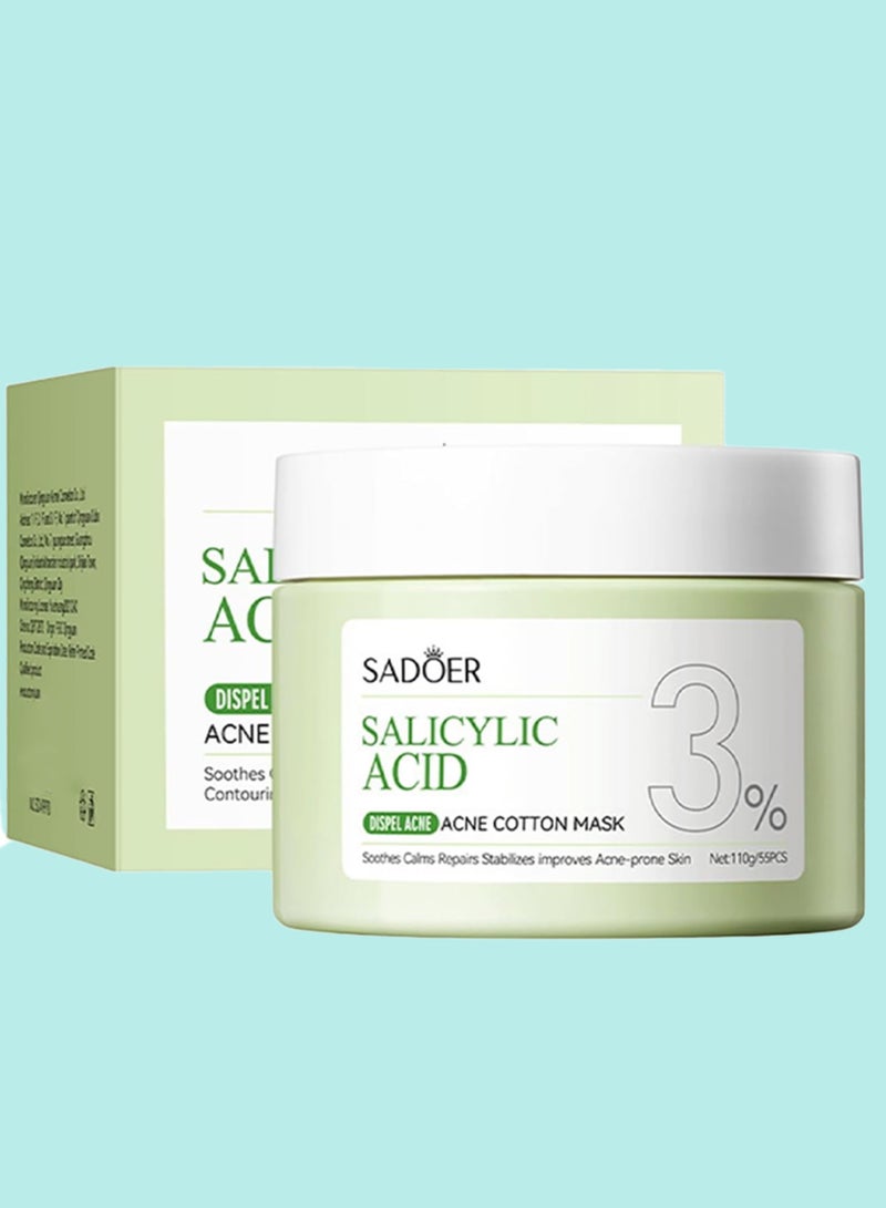 SADOER 110g Salicylic Acid Acne Cotton Mask Dispel Acne Treatment Moisturizing Repair Smooth Ski Sheet Mask Oil Control and Blackhead Removal Acne prone Treatment Face Mask  - Image 1