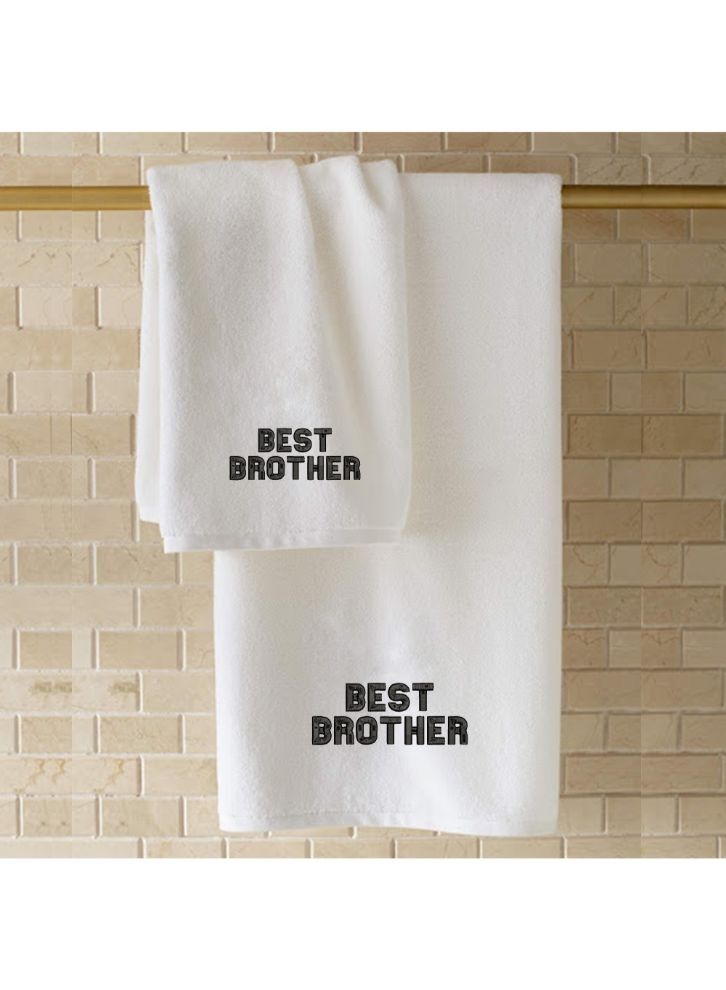 BYFT Embroidered For You (White) Luxury (Best Brother) Personalized Hand Towel (50 x 80 Cm-Set of 1) 100% Cotton, Highly Absorbent and Quick dry Bath Linen-600 Gsm  - Image 4