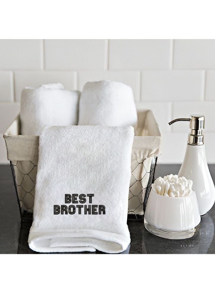 BYFT Embroidered For You (White) Luxury (Best Brother) Personalized Hand Towel (50 x 80 Cm-Set of 1) 100% Cotton, Highly Absorbent and Quick dry Bath Linen-600 Gsm  - Image 1