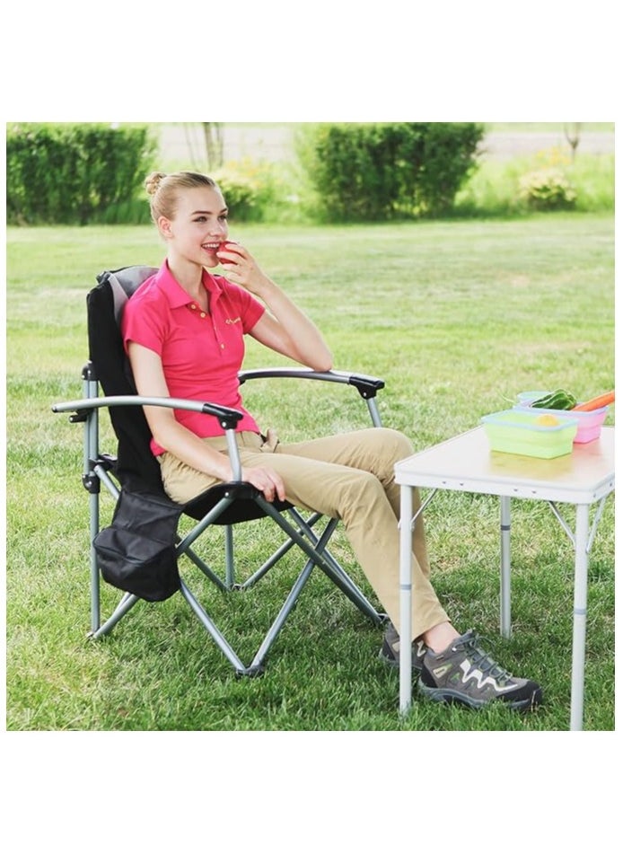 KingCamp KingCamp Folding Outdoor Lawn Oversized Camp Chair for Heavy Duty Adults with Cooler Bag Supports 353 lbs, Black  - Image 2