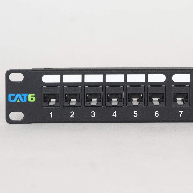 ICC CAT6 Feed-Through Patch Panel with 24 Ports, 1U Horizontal Rackmount, No Punch Down, RJ-45 to RJ-45 Connections, TIA-Rated, PoE++ and TAA Compliant, Black - Image 4