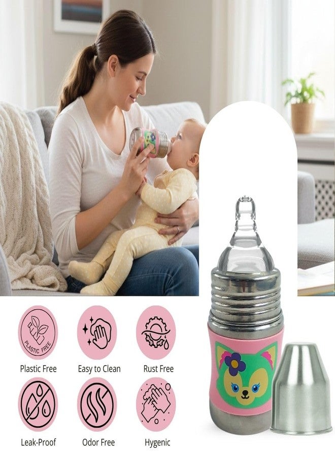 Voik stainlesss Steel Feeding Bottle for Newborn baby-140ml - Image 2