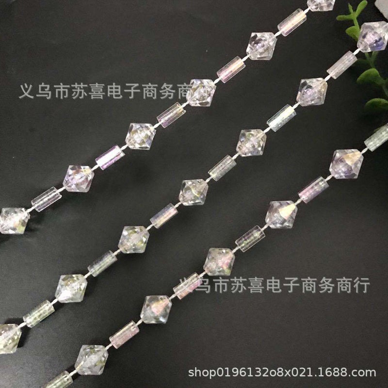 Factory direct wedding acrylic crystal bead chain wedding ceiling crystal tree Christmas tree decorative bead curtain hanging string Colorful pointed bead tube one catty (about 22 meters) 