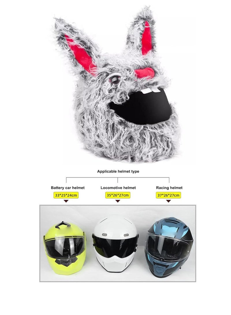 Generic Plush motorcycle helmet cover, funny cartoon helmet cover, full face helmet dust cover, evil gray rabbit motorcycle helmet cap, suitable for most full face helmets (excluding helmets) - Image 5