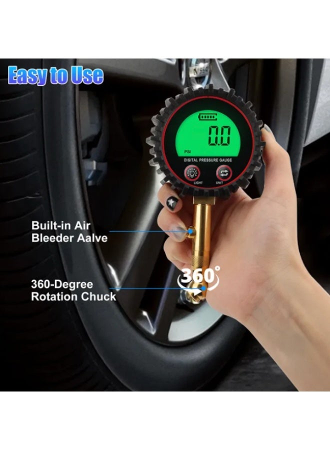 Tire Pressure Gauge 3-255psi Heavy Duty Backlight Lcd Display Digital Air Pressure Gauge For Car Trucks Bikes Inspection Tools - Image 5