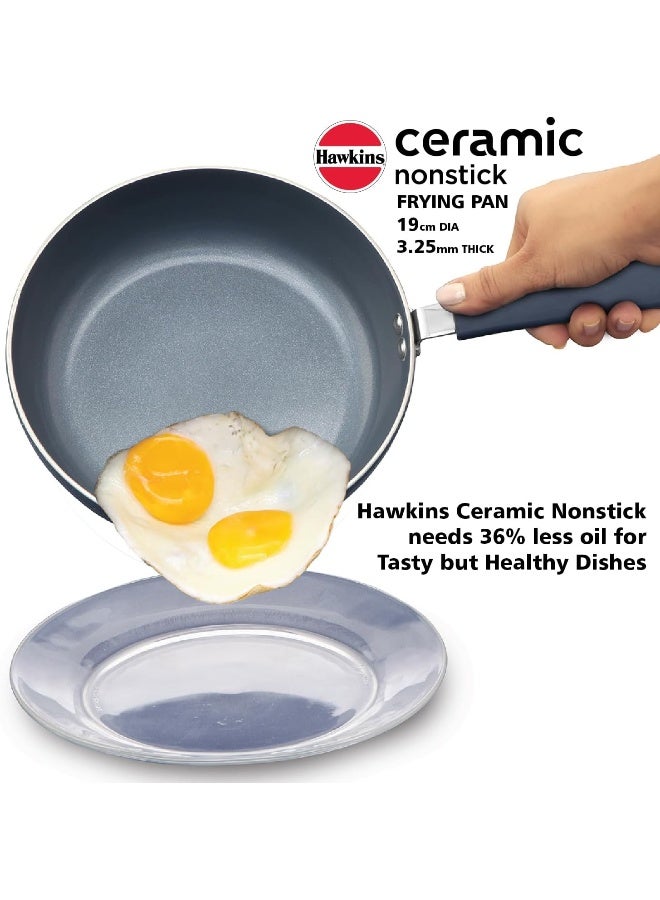 Hawkins مقلاة هاوكينز سيراميكية غير لاصقة مع غطاء زجاجي 19 سم - Image 2