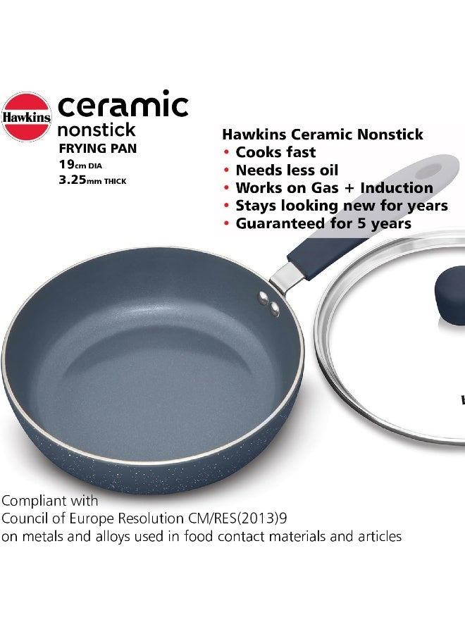 Hawkins مقلاة هاوكينز سيراميكية غير لاصقة مع غطاء زجاجي 19 سم - Image 3