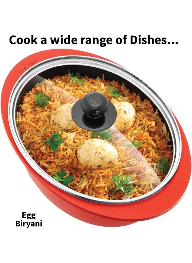 Hawkins - 3 Liters Dutch Oven Pressure Die-Cast With Glass Lid,Red - Image 1