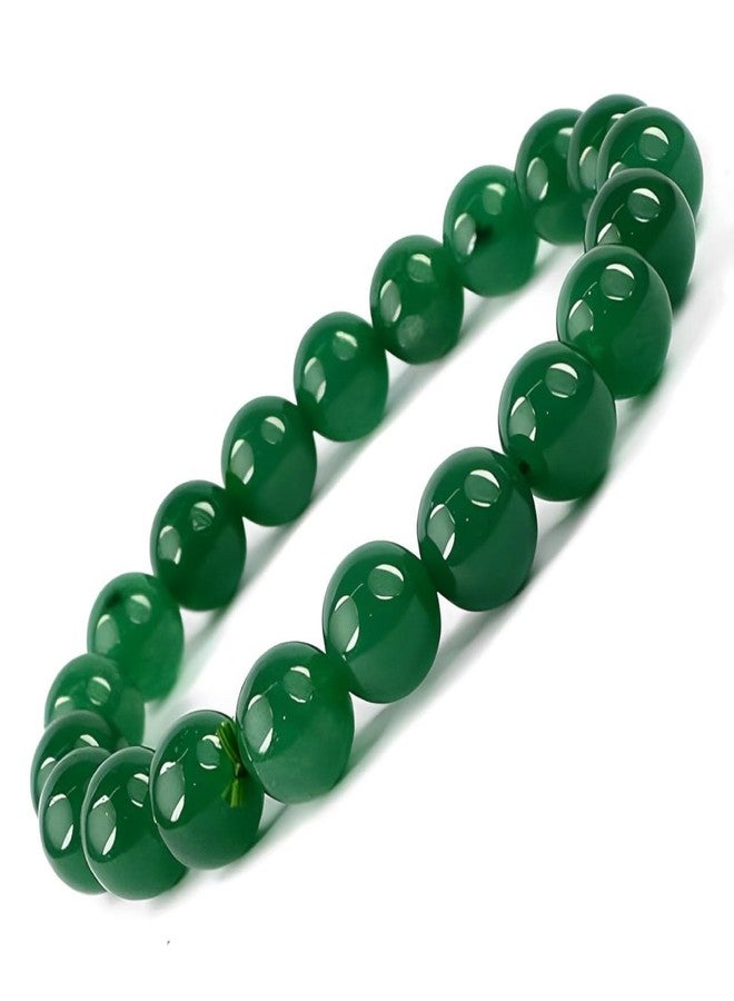 Trishakti Natural Green Jade Bracelet Crystal Stone 10 mm Round Bead Bracelet for Reiki Healing and Crystal Healing Stones (Color : Green) - Image 1
