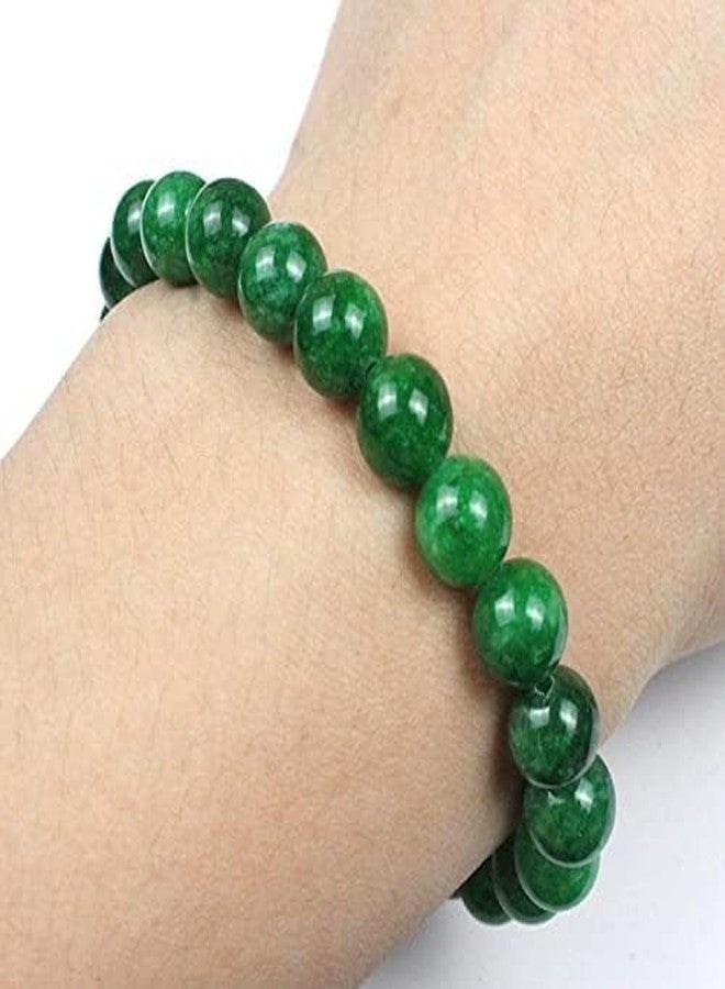 Trishakti Natural Green Jade Bracelet Crystal Stone 10 mm Round Bead Bracelet for Reiki Healing and Crystal Healing Stones (Color : Green) - Image 2