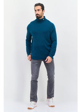 Lyle & Scott Men Mock Neck Embroidered Print Long Sleeve Sweater, Green  - Image 3