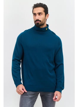 Lyle & Scott Men Mock Neck Embroidered Print Long Sleeve Sweater, Green  - Image 1