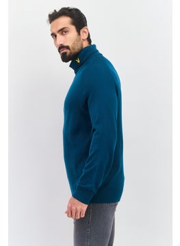 Lyle & Scott Men Mock Neck Embroidered Print Long Sleeve Sweater, Green  - Image 4