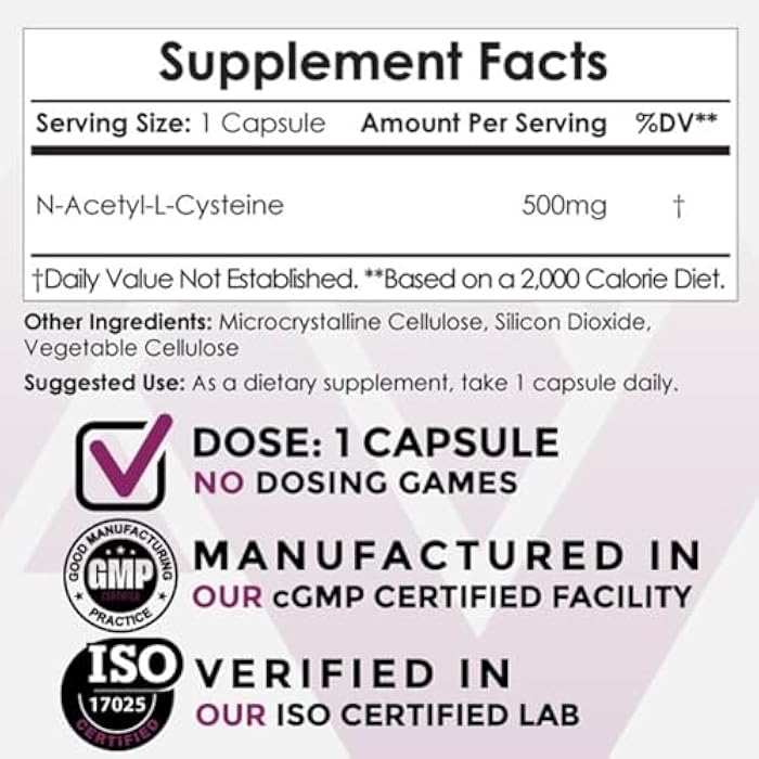 Nootropics Depot N-Acetyl L-Cysteine Capsules | 500mg | NAC | 60 Count | Supports Healthy Liver Function | Cellular Health | Glutathione Levels | Healthy Oxidation Levels - Image 2