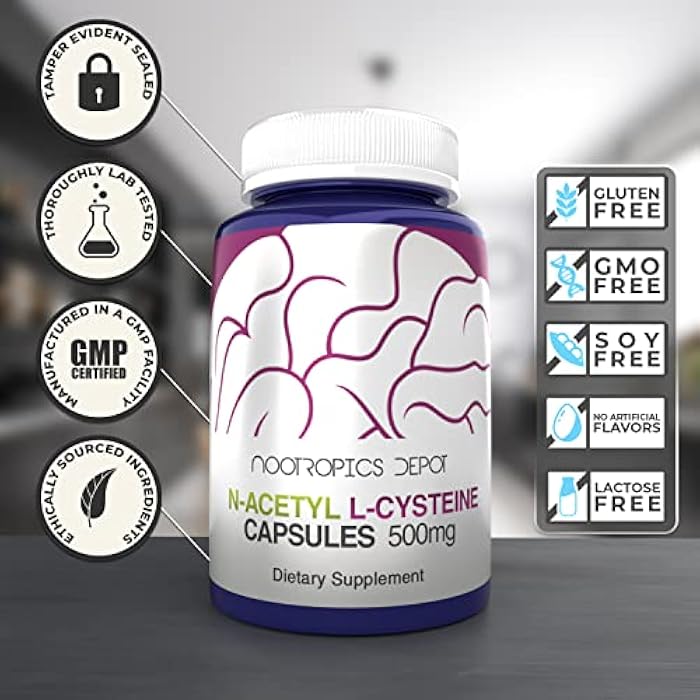 Nootropics Depot N-Acetyl L-Cysteine Capsules | 500mg | NAC | 60 Count | Supports Healthy Liver Function | Cellular Health | Glutathione Levels | Healthy Oxidation Levels - Image 5