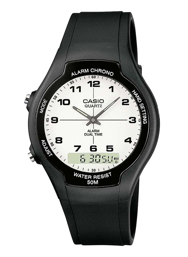 CASIO Unisex Water Resistant Analog & Digital Watch AW-90H-7BVDF - 39 mm - Black - Image 1