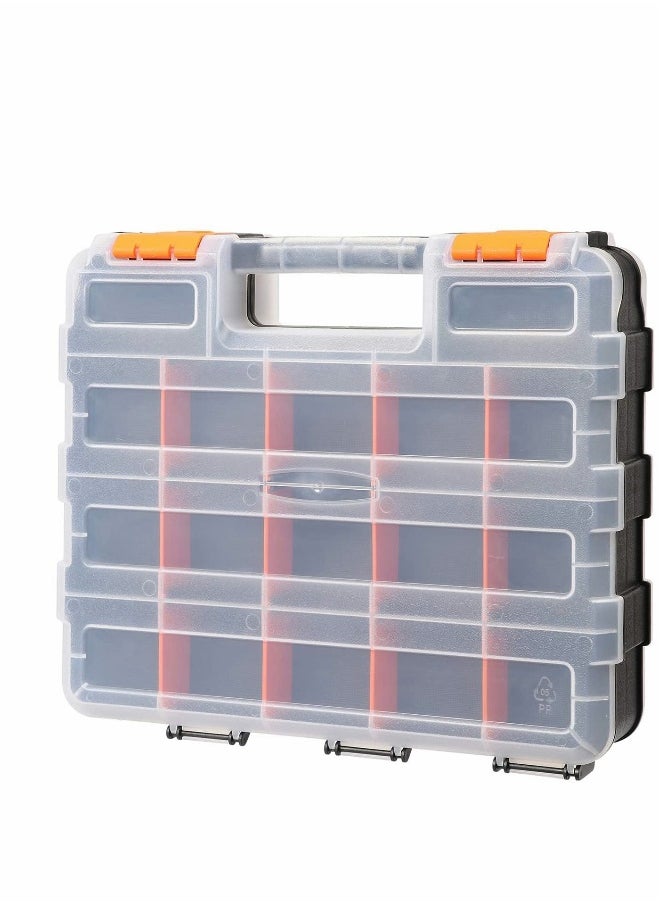 Generic Double Side Tools Organizer, Customizable Removable Plastic Dividers, Hardware Box Storage in a Slim Design, Excellent for Screws, Nuts, Small Parts, 34-Compartment, Black/Orange  - Image 2