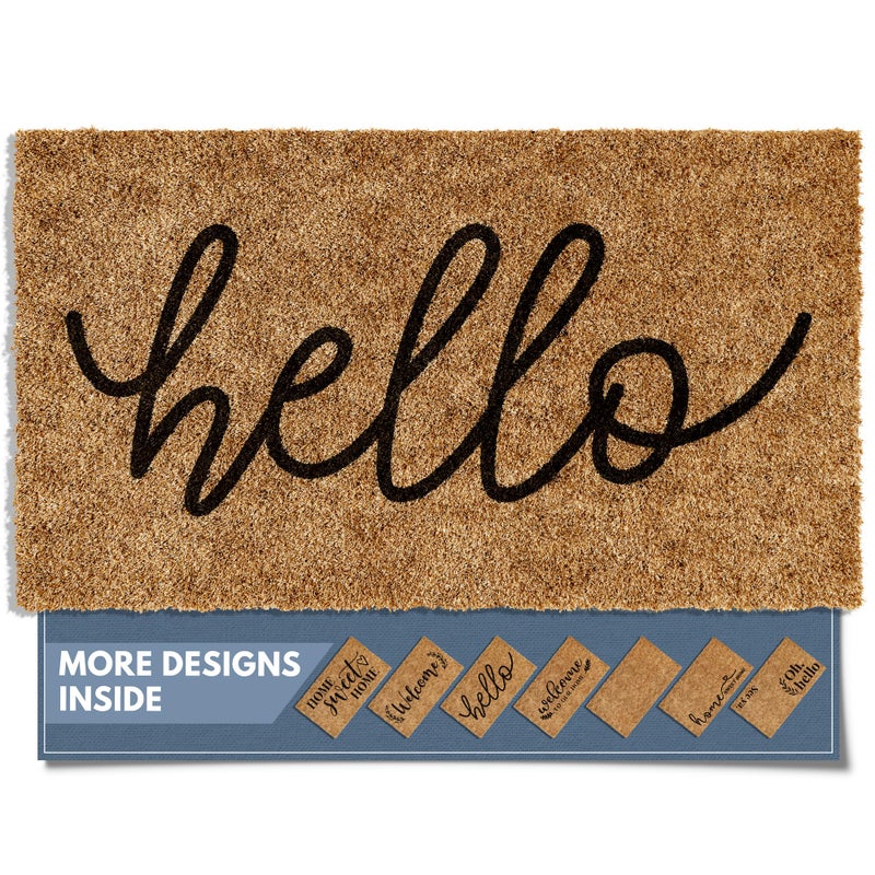 Barnyard Designs Doormat Welcome Mat for Outdoors Large Front Door Entrance Mat 30x17 Brown Hello