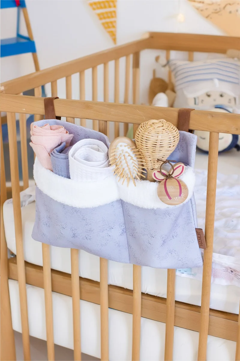 Hamur Dough Practical Hanger Organizer Baby Stroller Crib Side Fluffy Organizer Solid Gray