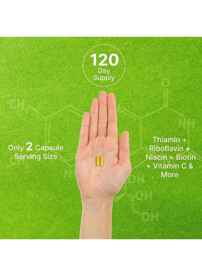 DEAL SUPPLEMENT Bioactive Vitamin B Complex | 240 Veggie Capsules - Methylated B Vitamins & Esterified Vitamin C, High Potency & Easy Absorption – Immune, Energy, & Metabolism Supplement – Non-Gmo, Vegan - Image 5