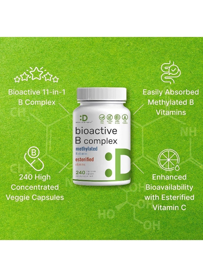 DEAL SUPPLEMENT Bioactive Vitamin B Complex | 240 Veggie Capsules - Methylated B Vitamins & Esterified Vitamin C, High Potency & Easy Absorption – Immune, Energy, & Metabolism Supplement – Non-Gmo, Vegan - Image 4