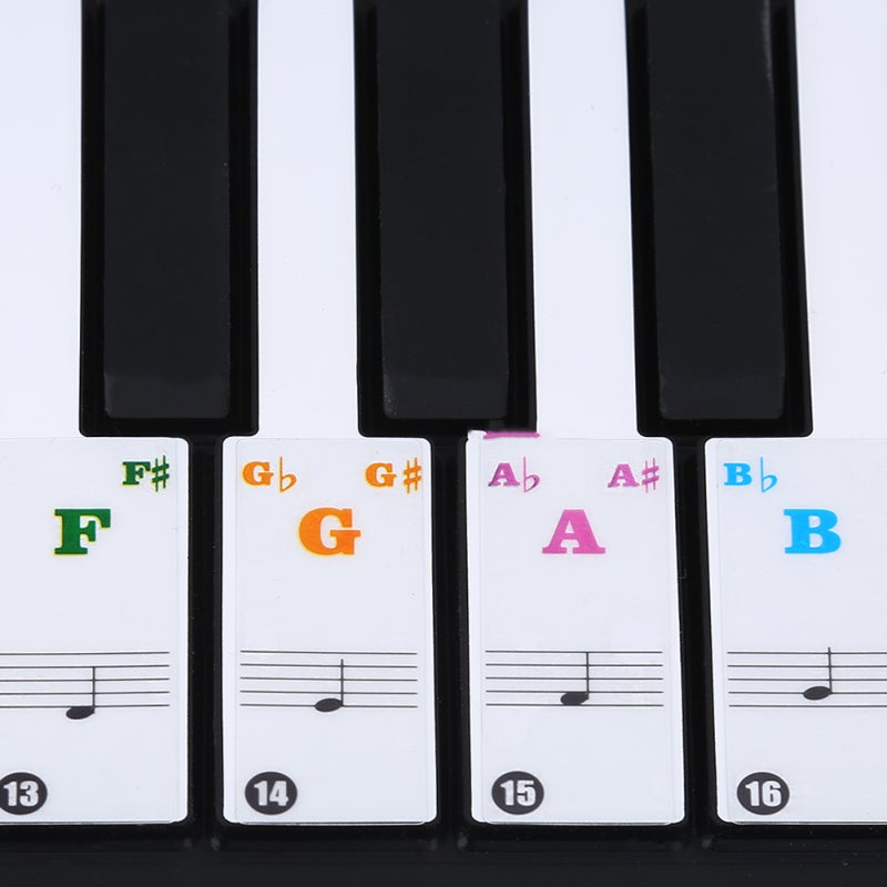 Colorful Transparent Piano Sticker - Removable PVC Keyboard Note Labels for 61 or 88 Keys - Vibrant Color Coding for Beginners and Children - Image 1