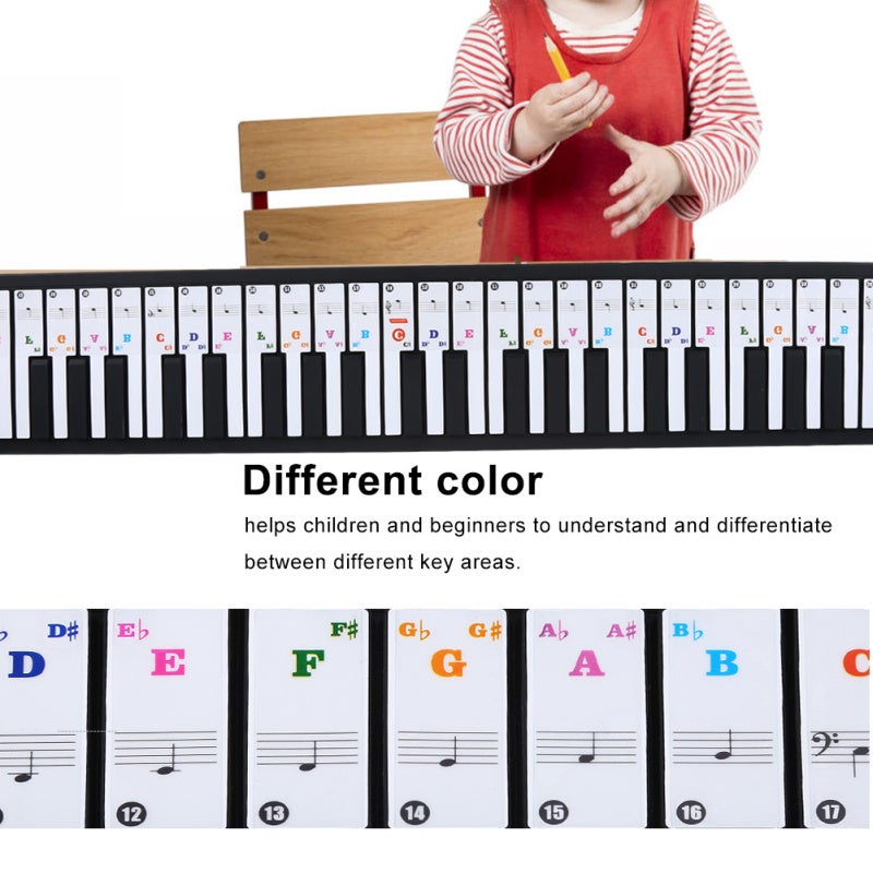 Colorful Transparent Piano Sticker - Removable PVC Keyboard Note Labels for 61 or 88 Keys - Vibrant Color Coding for Beginners and Children - Image 3
