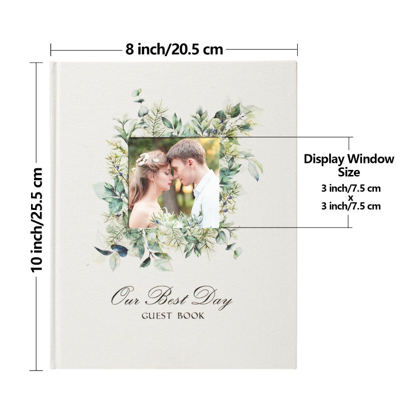 Vienrose Wedding Guest Book Polaroid Guest Book Photo GuestBook Sign in book Personalized Linen Cover 120 Pages Hardcover with Lined, Alternative Baby Shower, Party, Birthday (10" x 8" Traditional) - Image 4