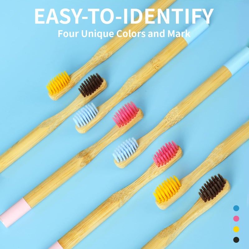 GENKENT 8 Counts Kids Bamboo Toothbrushes BPA Free Soft Bristles Travel Tooth Brush Natural Charcoal Toothbrush - Image 5