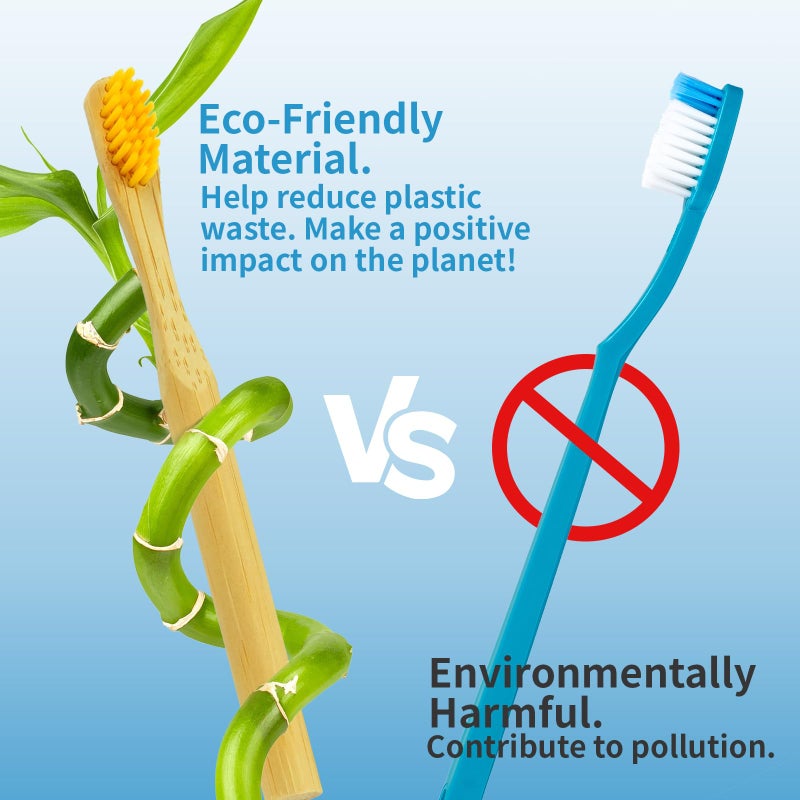 GENKENT 8 Counts Kids Bamboo Toothbrushes BPA Free Soft Bristles Travel Tooth Brush Natural Charcoal Toothbrush - Image 2