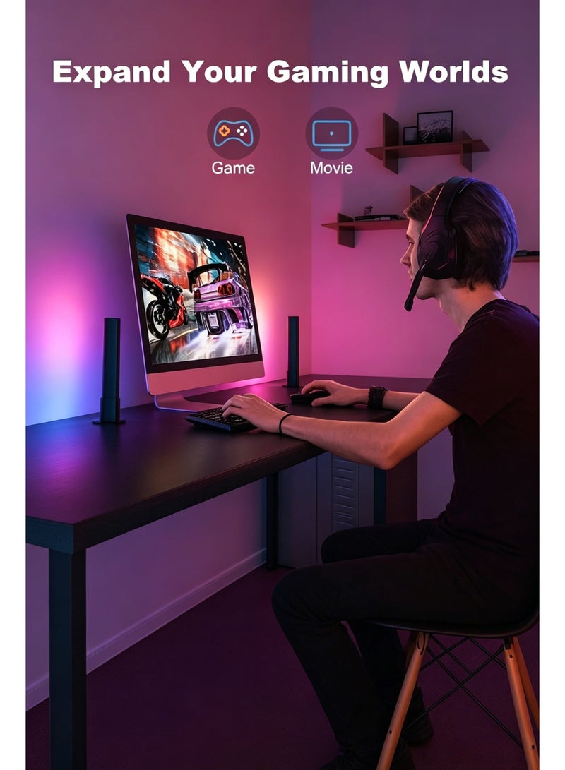 شريط ضوء LED ذكي ، العمل مع Alexa ومساعد Google ، RGBIC WiFi TV Backlights مع أوضاع المشهد والموسيقى للألعاب ، الكمبيوتر الشخصي ، ديكور الغرفة ، 2 عصا - Image 4