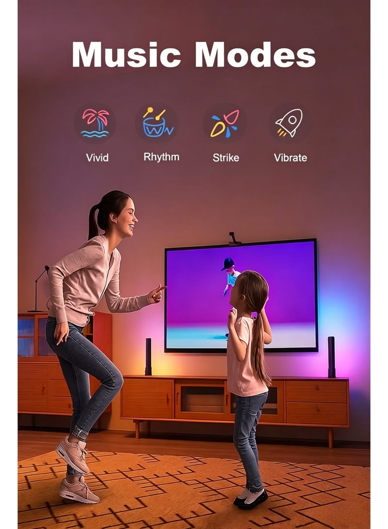 شريط ضوء LED ذكي ، العمل مع Alexa ومساعد Google ، RGBIC WiFi TV Backlights مع أوضاع المشهد والموسيقى للألعاب ، الكمبيوتر الشخصي ، ديكور الغرفة ، 2 عصا - Image 3