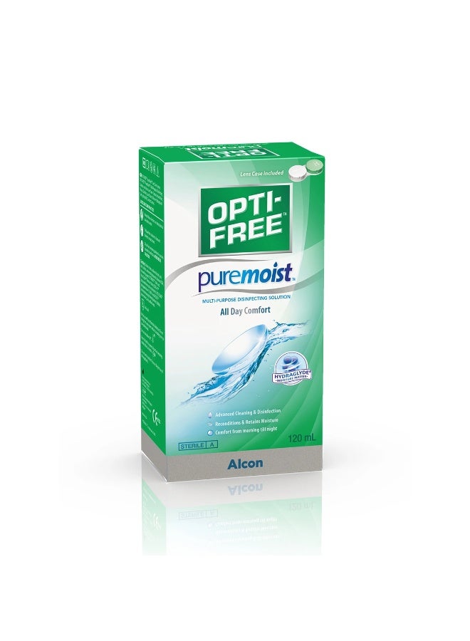 أوبتي - فري محلول أوبتي-فري بيور مويست متعدد الاستخدامات للعدسات اللاصقة مع تقنية هيدراجلَيد، 120 مل، راحة وترطيب طوال اليوم