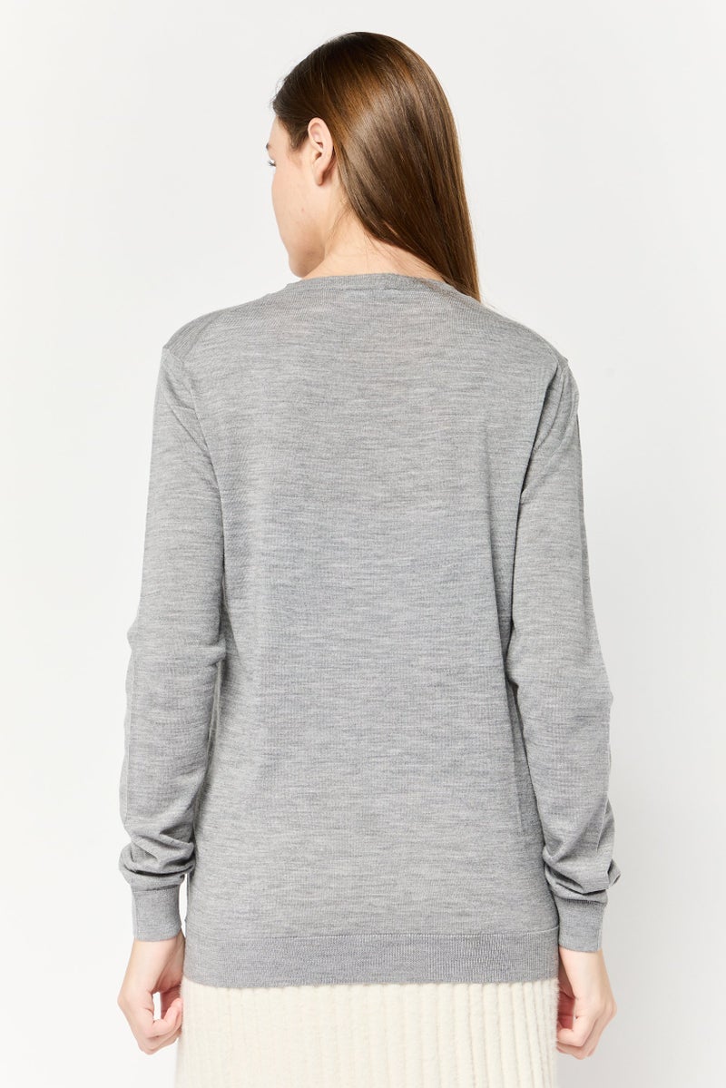 Harmont  Blaine Sport Women Sportswear Fit Long Sleeve Outdoor Sweater, Grey - Image 2