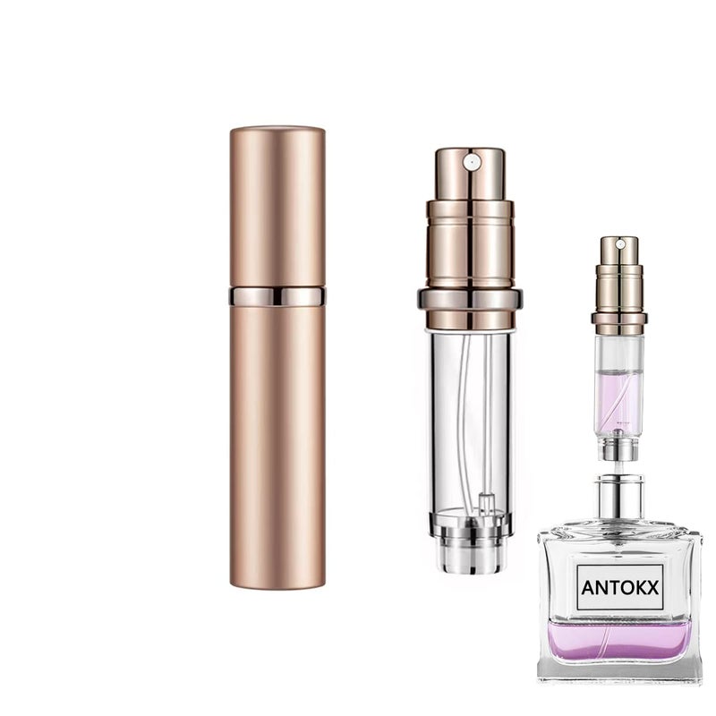 ANTOKX Travel Perfume Bottle Refillable Atomizer 5ML Perfume Atomiser Scent Pump Case Leakproof Portable Perfume Sprayer for Women and Men Rose Gold - Image 3