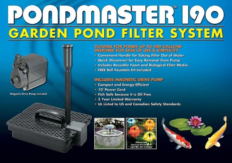 Danner Manufacturing, Inc. Pondmaster Garden Pond Filter and Pump Kit, PMK 190, Black, 02019 - Image 3