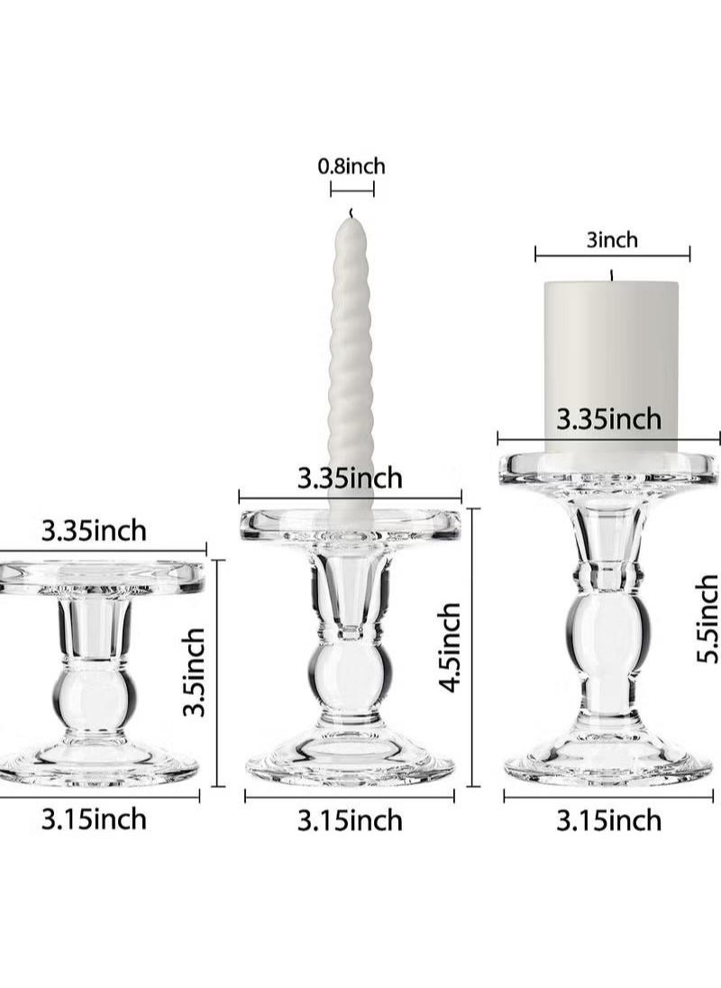 مجموعة 3 قطع من حاملات الشمعدان الزجاجية الشفافة للشموع المستدقة والشموع العمودية والشموع الشمعة وحامل شموع الزفاف وتناول الطعام والديكور تناسب 0.9 إلى 2.8 بوصة شموع ممتازة متعددة الأغراض - pzsku/ZD0AF76AF42FAAD207B2AZ/45/_/1700704270/8fc7d5f5-6955-44ba-a66b-6ba96849cd32